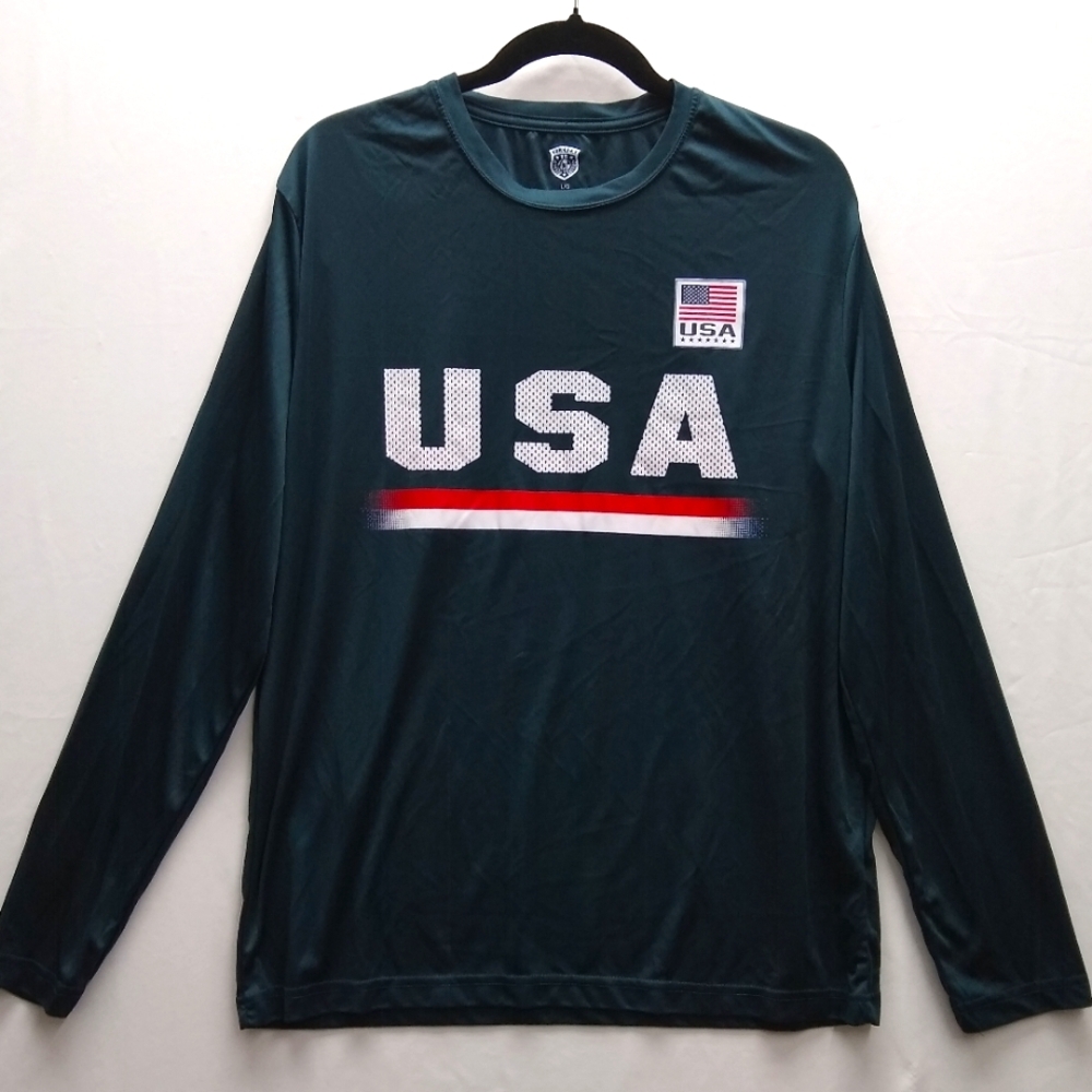 Men's Eleven VS 11 USA Long Sleeve Dark Blue Soccer Shirt Sz LG